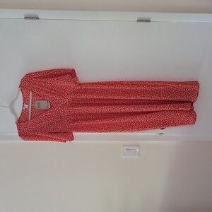 Red orange summer midi dress